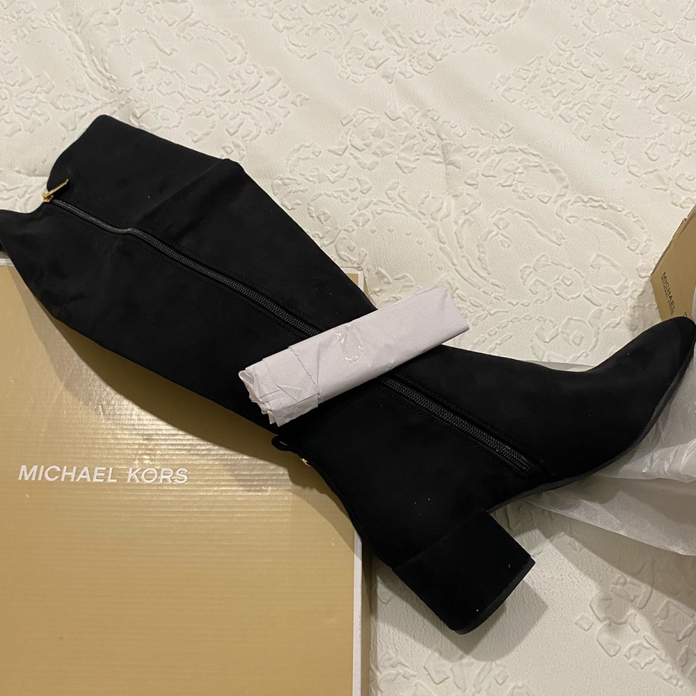Michael Kors Black Heeled Boots with Suede Finish